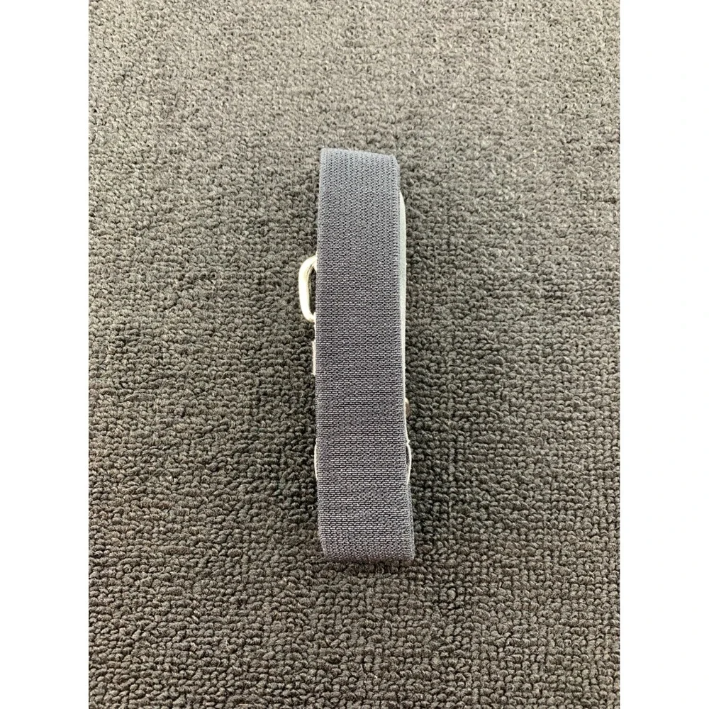 Kids Elastic Belt Adjustable‎ Silver Buckle Black Fabric
